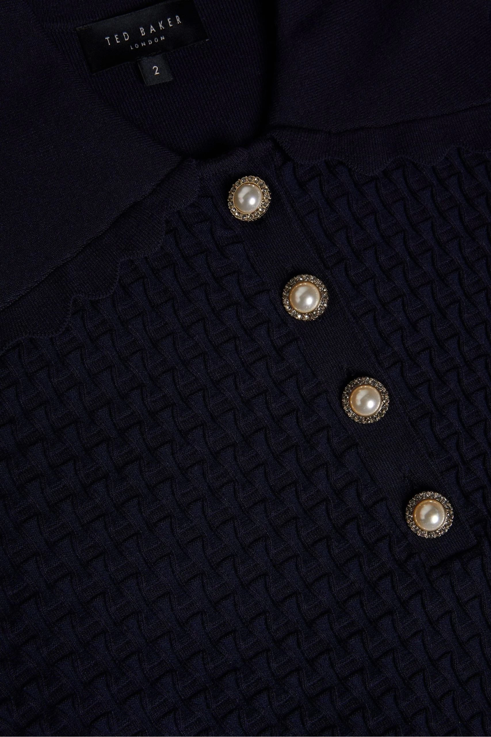 Ted Baker Blue Reannia Polo Knit Top With Diamante Buttons 7 Ted Baker Blue Reannia Polo Knit Top With Diamante Buttons - Image 5