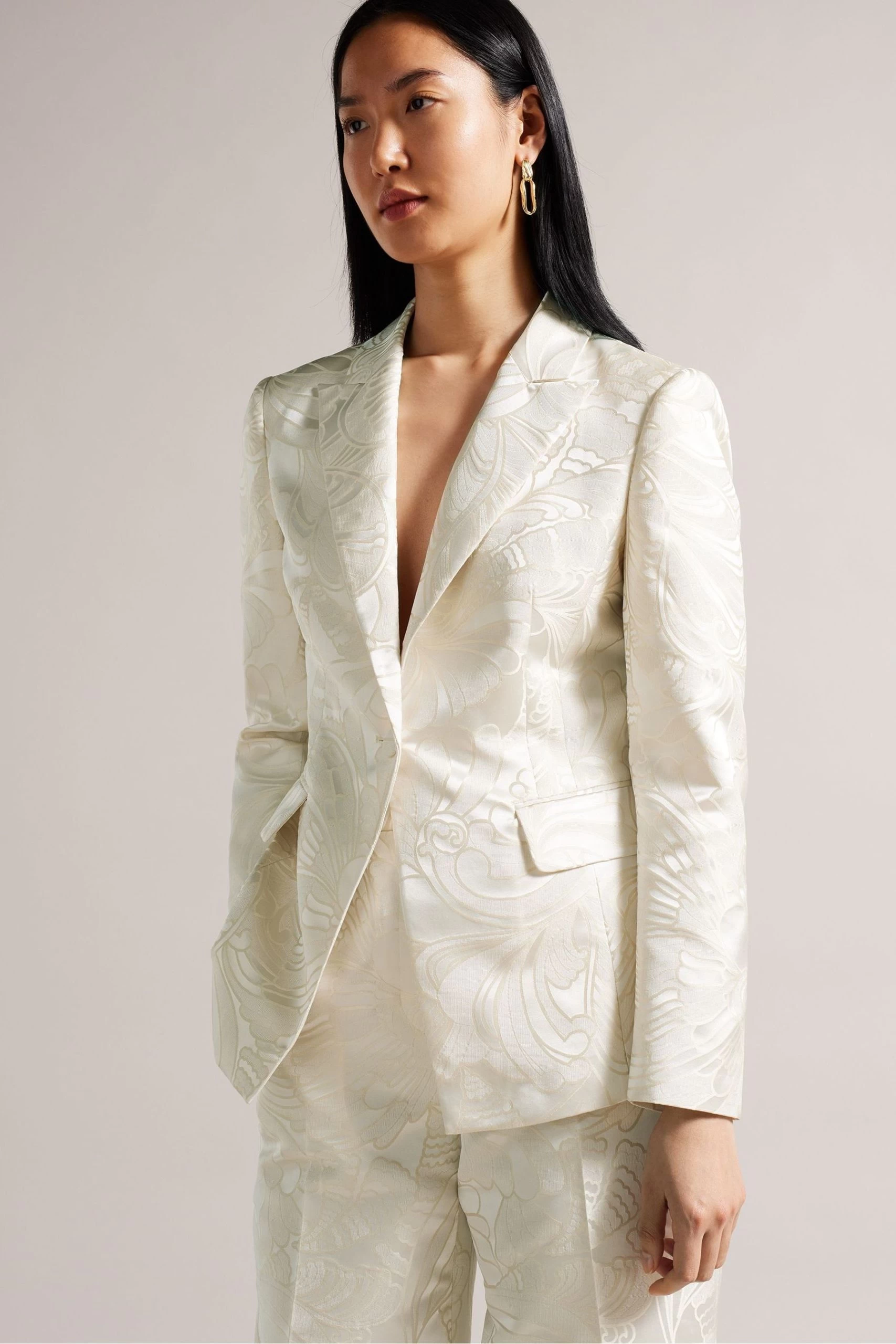 Ted Baker Majia Natural Single Breasted Slim Fit Jacquard Jacket 3 Ted Baker Majia Natural Single Breasted Slim Fit Jacquard Jacket