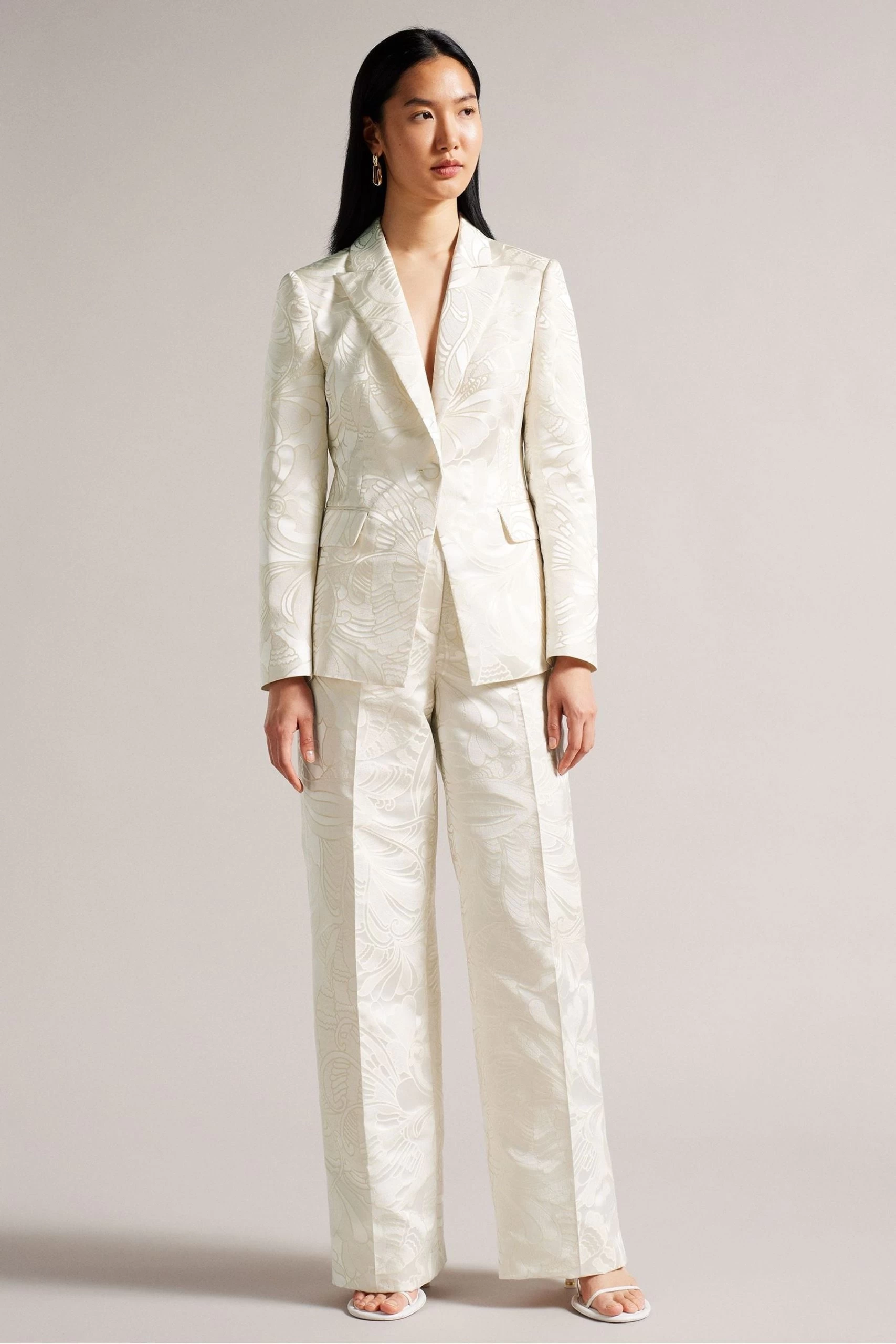 Ted Baker Majia Natural Single Breasted Slim Fit Jacquard Jacket 5 Ted Baker Majia Natural Single Breasted Slim Fit Jacquard Jacket - Image 3