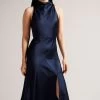 Ted Baker Blue Lilymay Dk Cowl Neck Bias Cut Midi Dress 1 Ted Baker Blue Lilymay Dk Cowl Neck Bias Cut Midi Dress -Ted Baker Shop D89328s