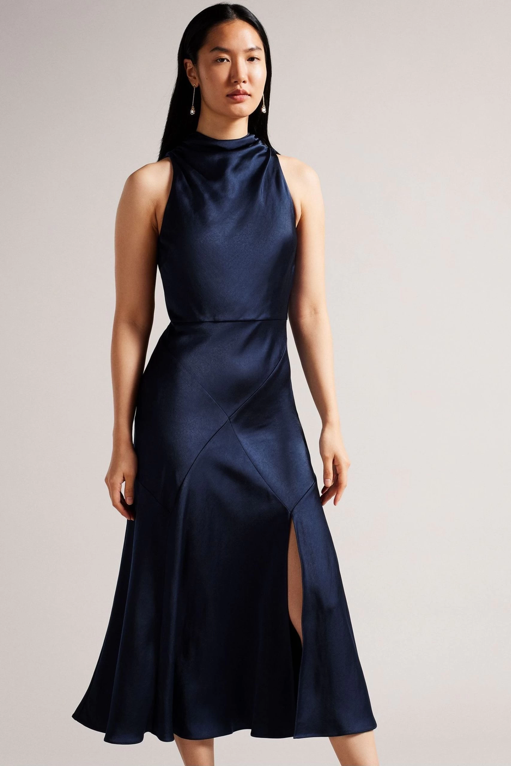 Ted Baker Blue Lilymay Dk Cowl Neck Bias Cut Midi Dress 3 Ted Baker Blue Lilymay Dk Cowl Neck Bias Cut Midi Dress