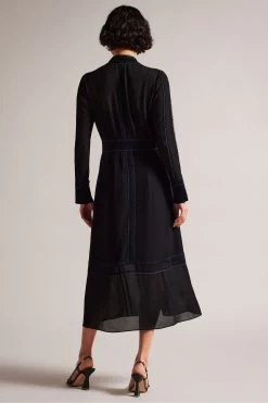 Ted Baker Claiirr Black Button Through Midi Shirt Dress -Ted Baker Shop D89329s2