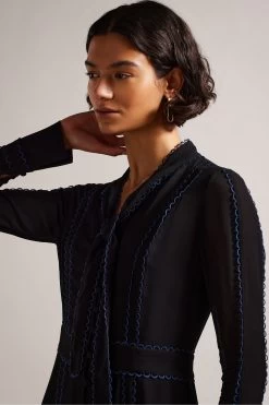 Ted Baker Claiirr Black Button Through Midi Shirt Dress -Ted Baker Shop D89329s4