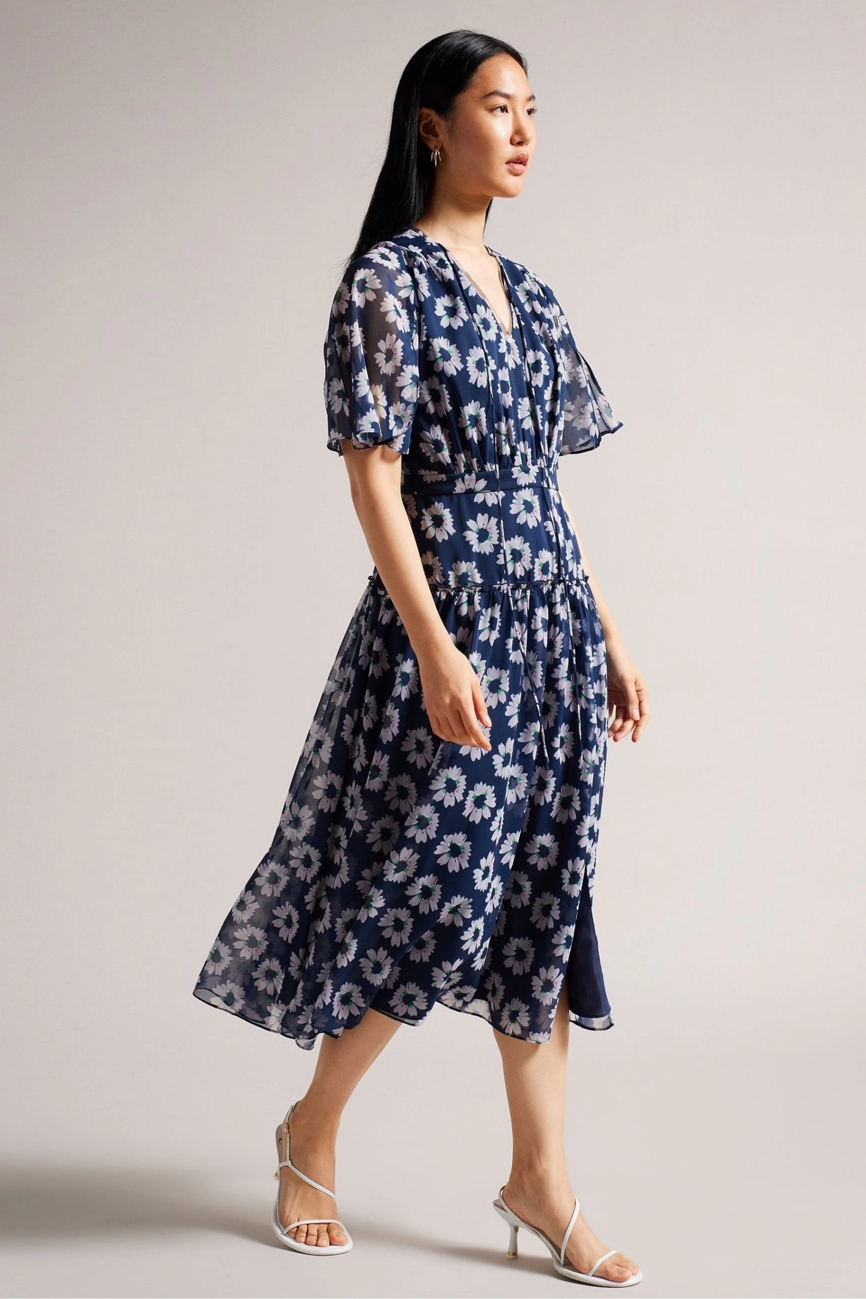Ted Baker Marllee Blue Fit And Flare Tiered Midi Dress 3 Ted Baker Marllee Blue Fit And Flare Tiered Midi Dress