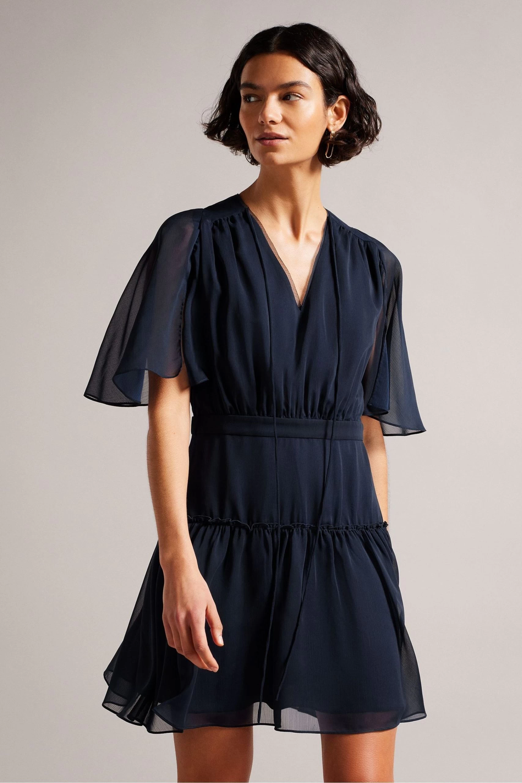 Ted Baker Blue Giggie Fit And Flare Tiered Mini Dress 3 Ted Baker Blue Giggie Fit And Flare Tiered Mini Dress