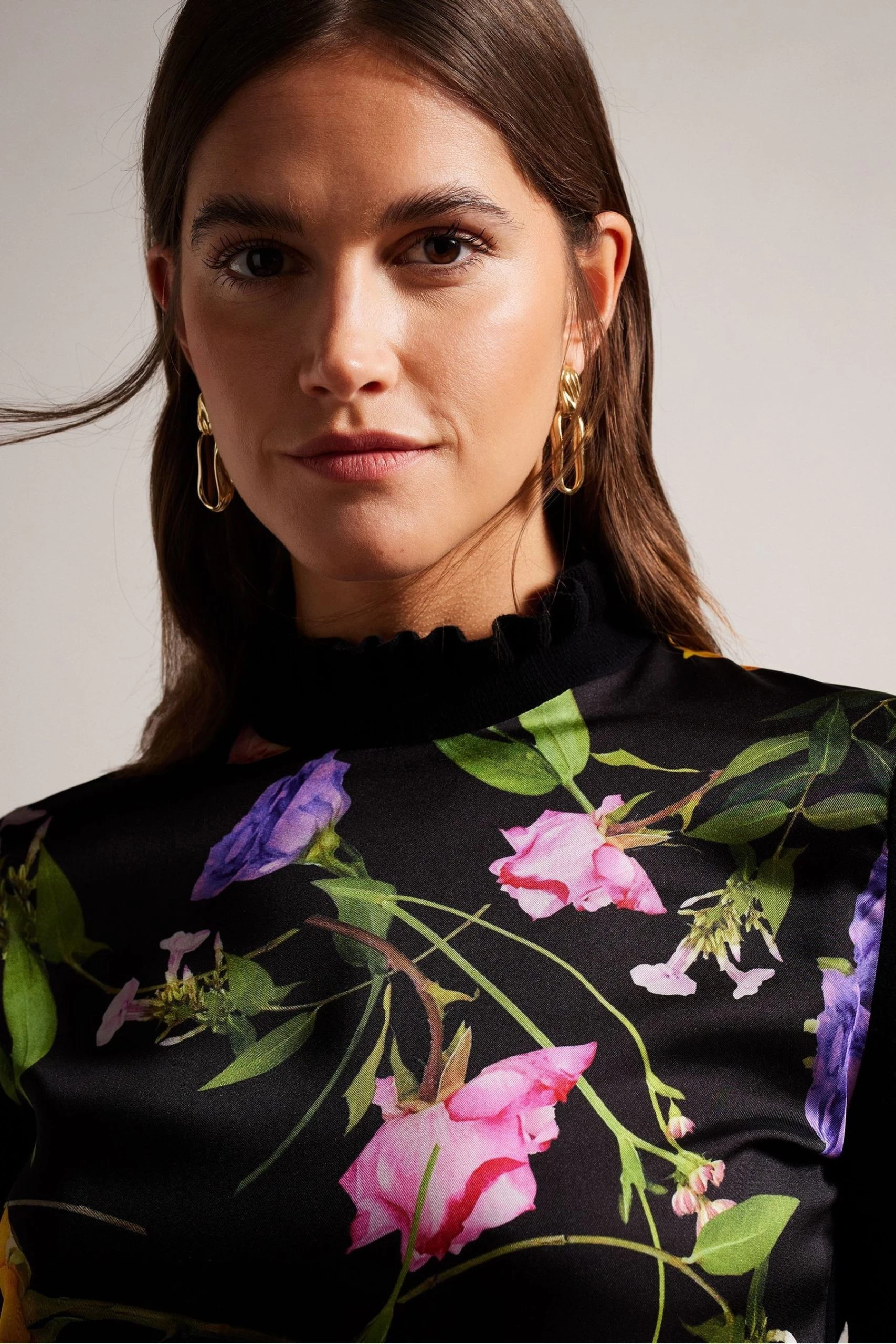 Ted Baker Daneaa Black Woven Front Fluted Neck Sweater 6 Ted Baker Daneaa Black Woven Front Fluted Neck Sweater - Image 4