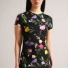 Ted Baker Vikina Black Printed Fitted T-Shirt
