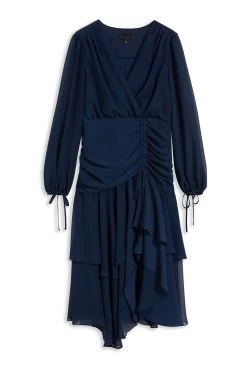 Ted Baker Kiali Blue Long Sleeve Midi Dress With Ruched Detail 11 Ted Baker Kiali Blue Long Sleeve Midi Dress With Ruched Detail -Ted Baker Shop D89346s5