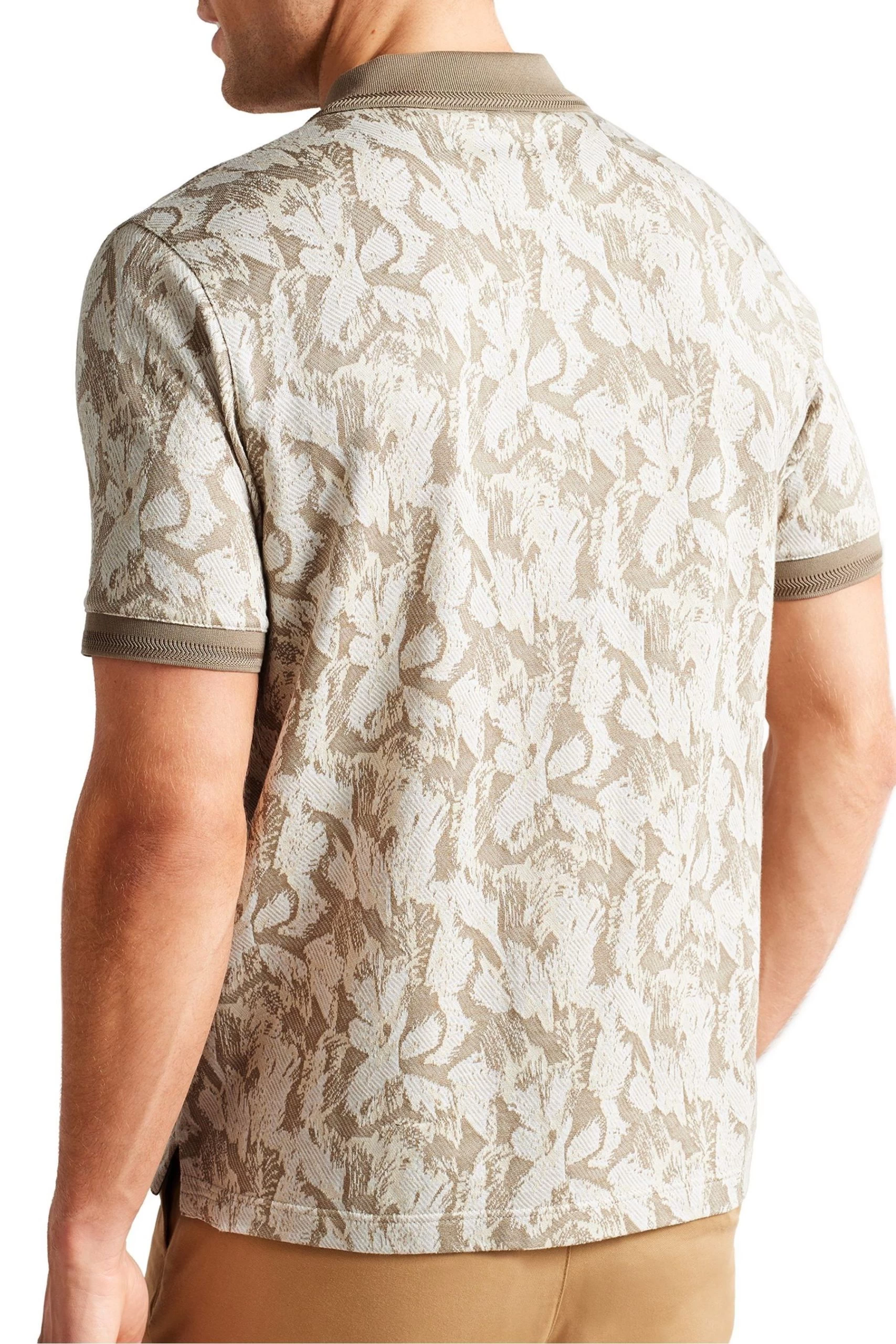 Ted Baker Plasta Natural Short Sleeved Regular Fit Floral Polo Shirt 4 Ted Baker Plasta Natural Short Sleeved Regular Fit Floral Polo Shirt - Image 2