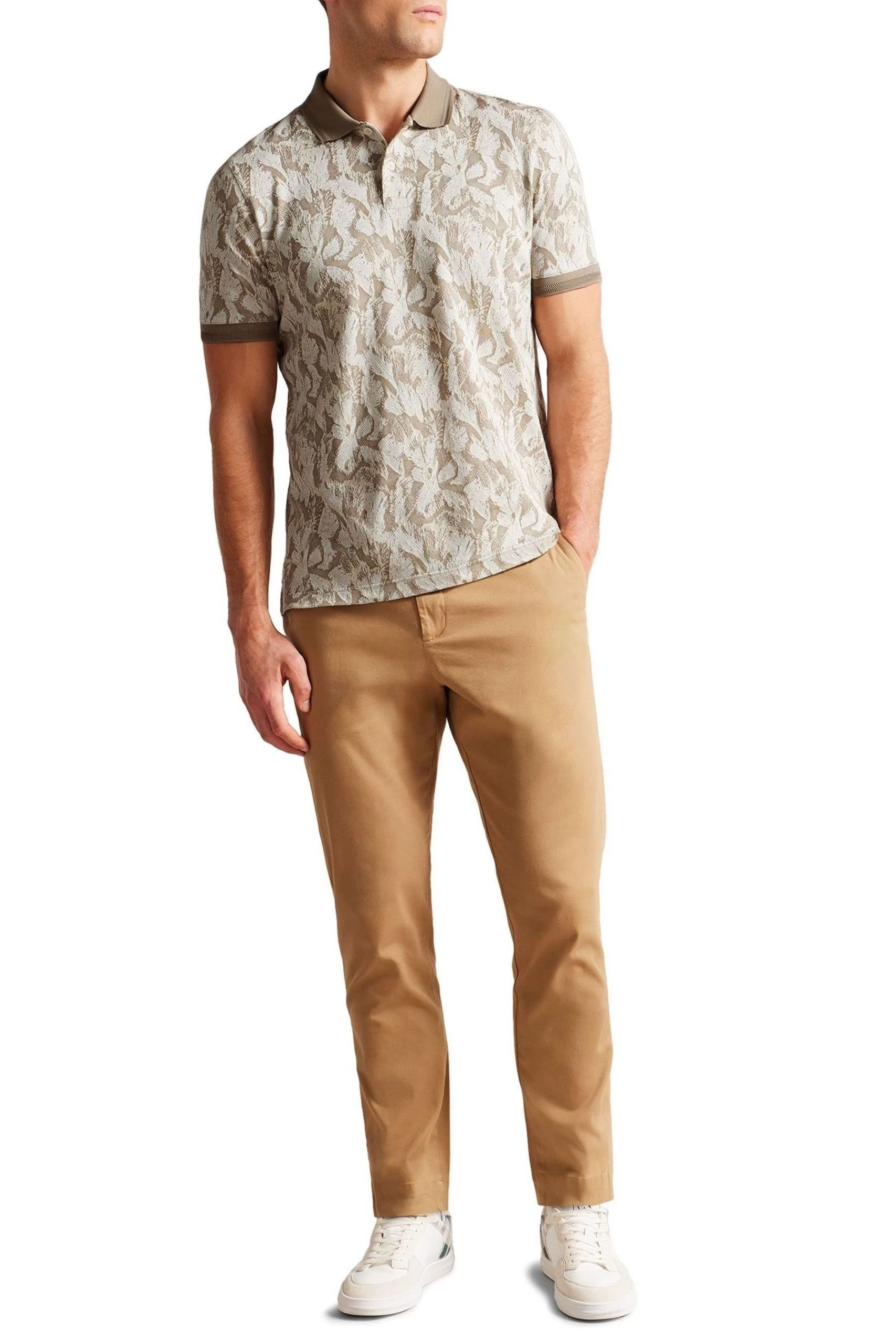 Ted Baker Plasta Natural Short Sleeved Regular Fit Floral Polo Shirt 5 Ted Baker Plasta Natural Short Sleeved Regular Fit Floral Polo Shirt - Image 3