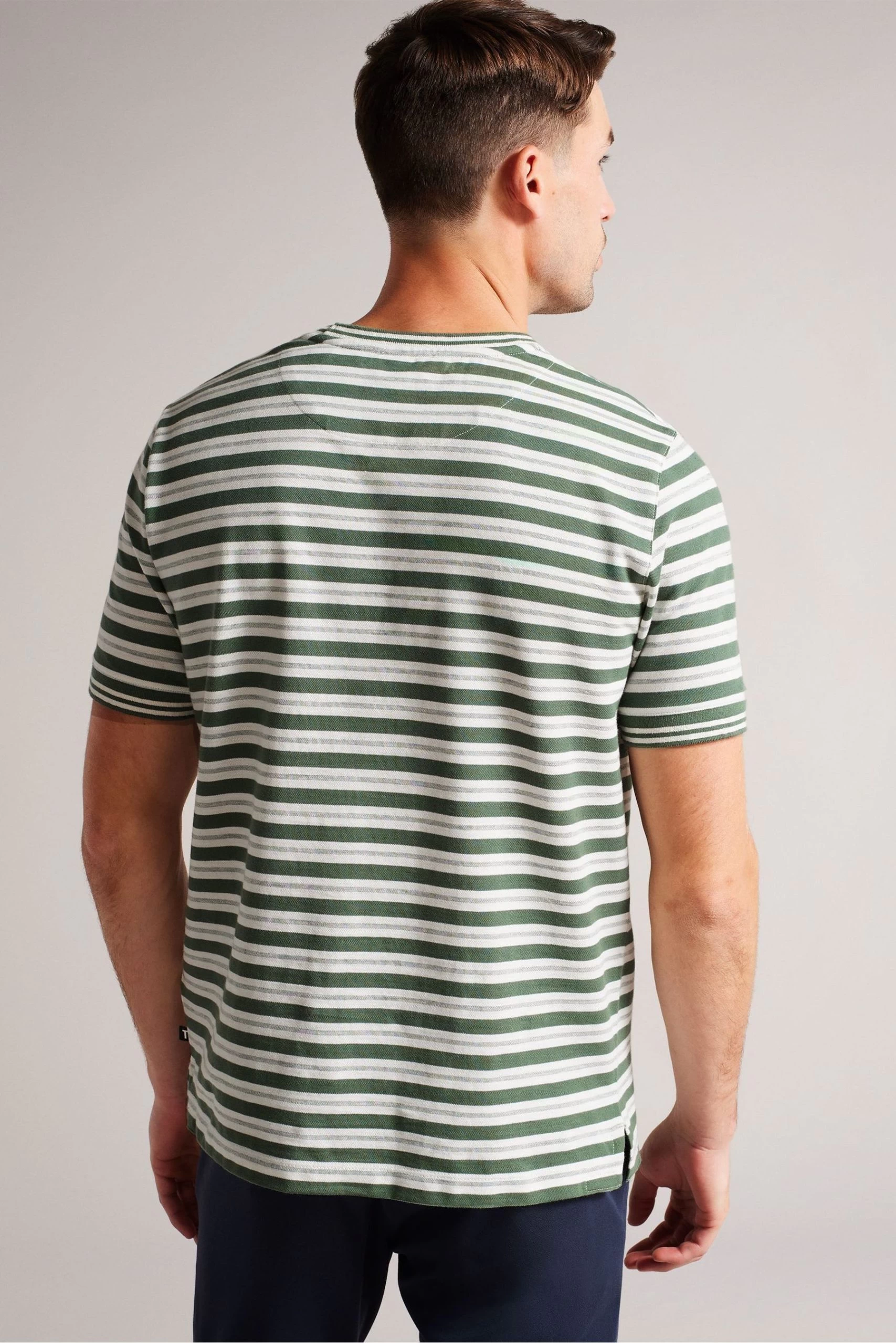 Ted Baker Green Vadell Short Sleeved Regular Fit Striped T-Shirt 3 Ted Baker Green Vadell Short Sleeved Regular Fit Striped T-Shirt