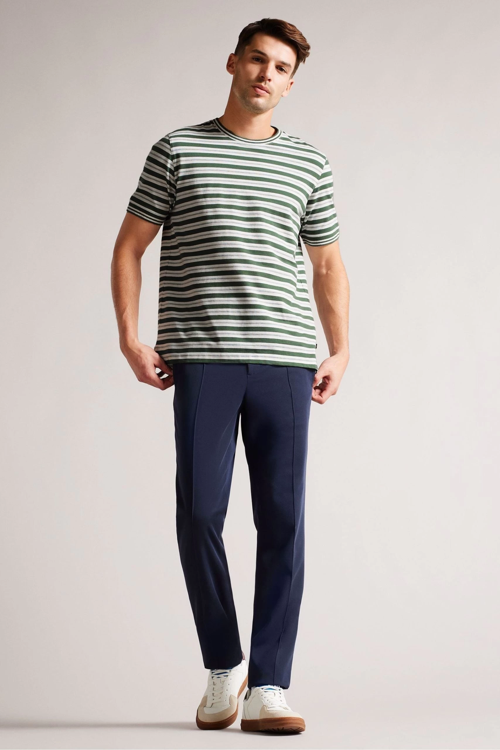 Ted Baker Green Vadell Short Sleeved Regular Fit Striped T-Shirt 4 Ted Baker Green Vadell Short Sleeved Regular Fit Striped T-Shirt - Image 2