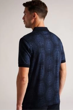Ted Baker Blue Ono Short Sleeved Jacquard Distorted Spot Polo Shirt 8 Ted Baker Blue Ono Short Sleeved Jacquard Distorted Spot Polo Shirt -Ted Baker Shop D90603s2