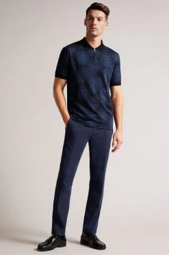 Ted Baker Blue Ono Short Sleeved Jacquard Distorted Spot Polo Shirt 9 Ted Baker Blue Ono Short Sleeved Jacquard Distorted Spot Polo Shirt -Ted Baker Shop D90603s3