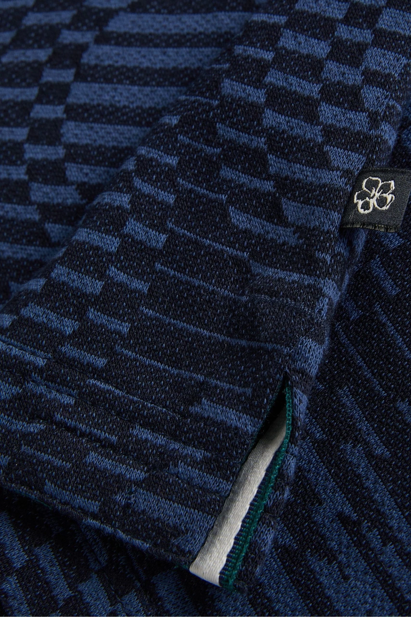 Ted Baker Blue Ono Short Sleeved Jacquard Distorted Spot Polo Shirt 7 Ted Baker Blue Ono Short Sleeved Jacquard Distorted Spot Polo Shirt - Image 5