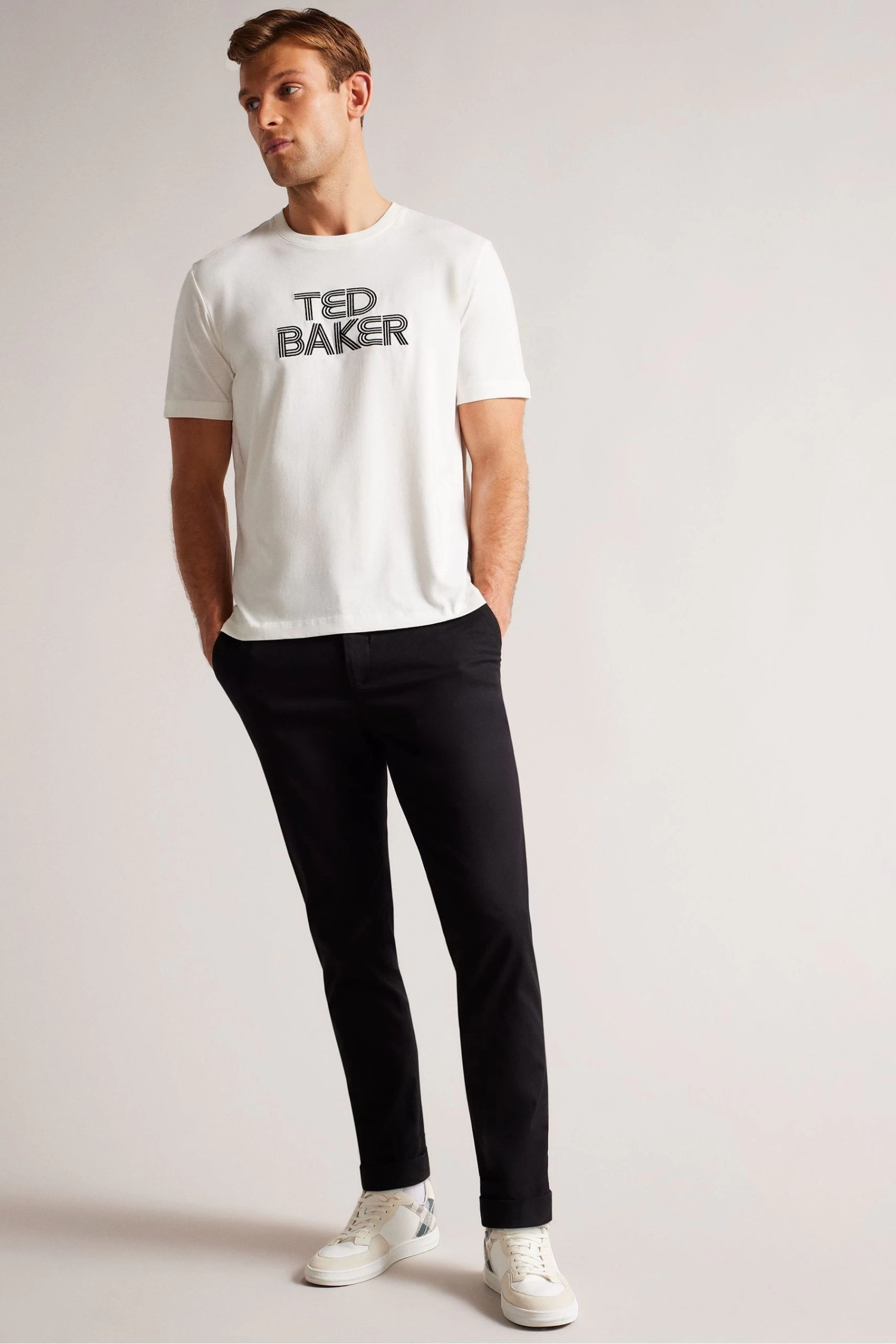 Ted Baker Kenedy White Short Sleeved Regular Fit Branded T-Shirt 5 Ted Baker Kenedy White Short Sleeved Regular Fit Branded T-Shirt - Image 3