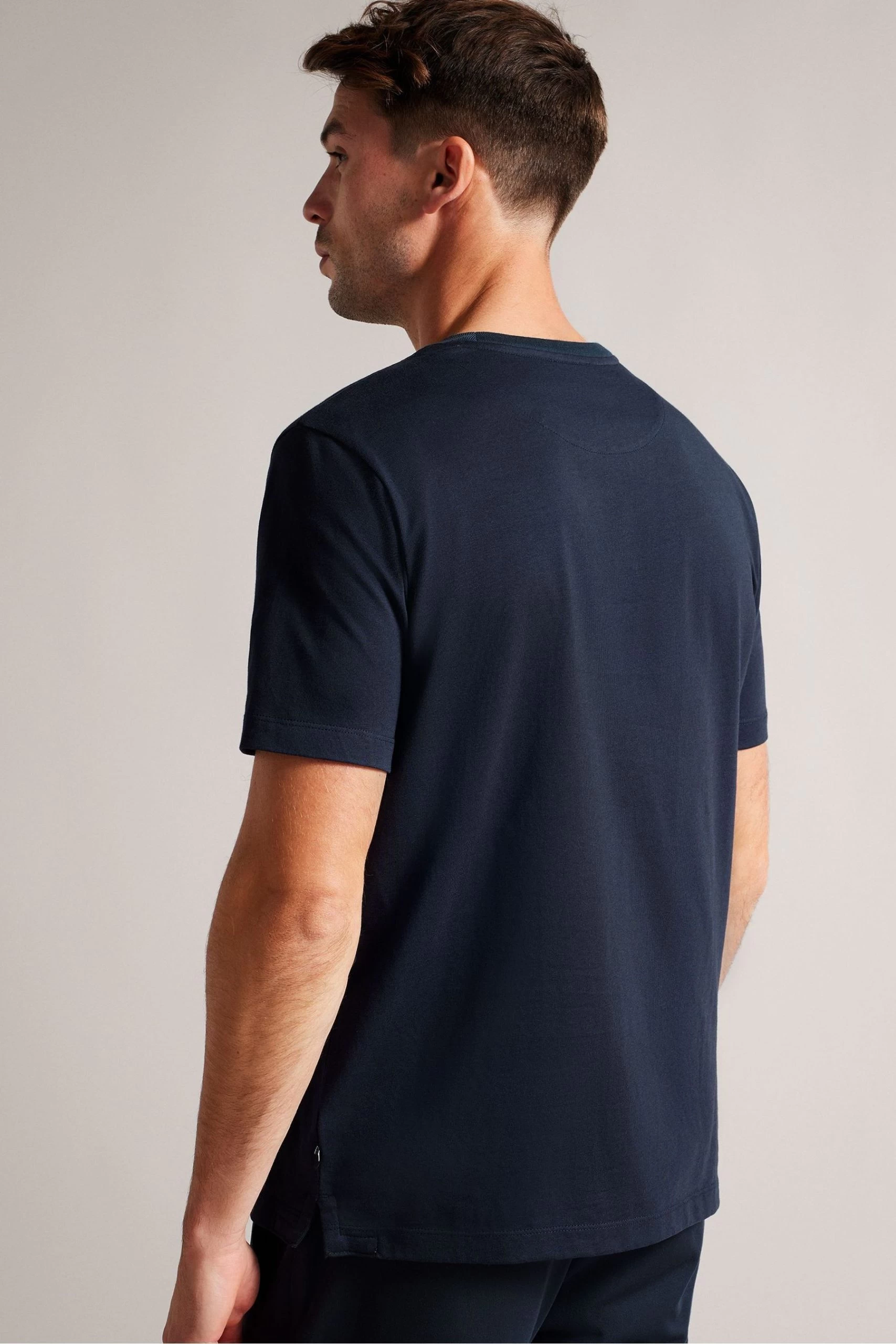 Ted Baker Kenedy Blue Short Sleeved Regular Fit Branded T-Shirt 4 Ted Baker Kenedy Blue Short Sleeved Regular Fit Branded T-Shirt - Image 2