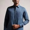 Ted Baker Hasting Blue Long Sleeved Twill Overshirt 1 Ted Baker Hasting Blue Long Sleeved Twill Overshirt -Ted Baker Shop D90613s