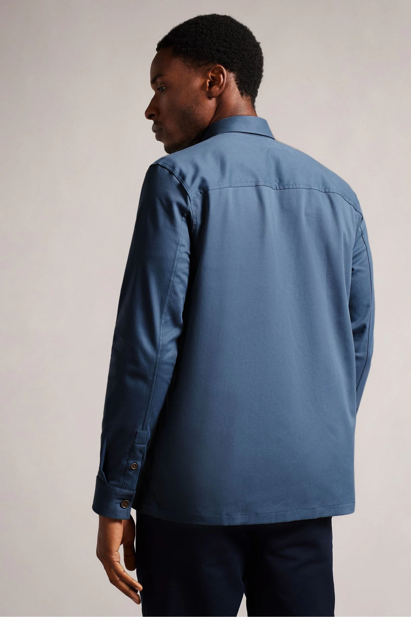 Ted Baker Hasting Blue Long Sleeved Twill Overshirt 4 Ted Baker Hasting Blue Long Sleeved Twill Overshirt - Image 2