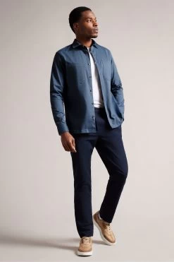 Ted Baker Hasting Blue Long Sleeved Twill Overshirt 9 Ted Baker Hasting Blue Long Sleeved Twill Overshirt -Ted Baker Shop D90613s3