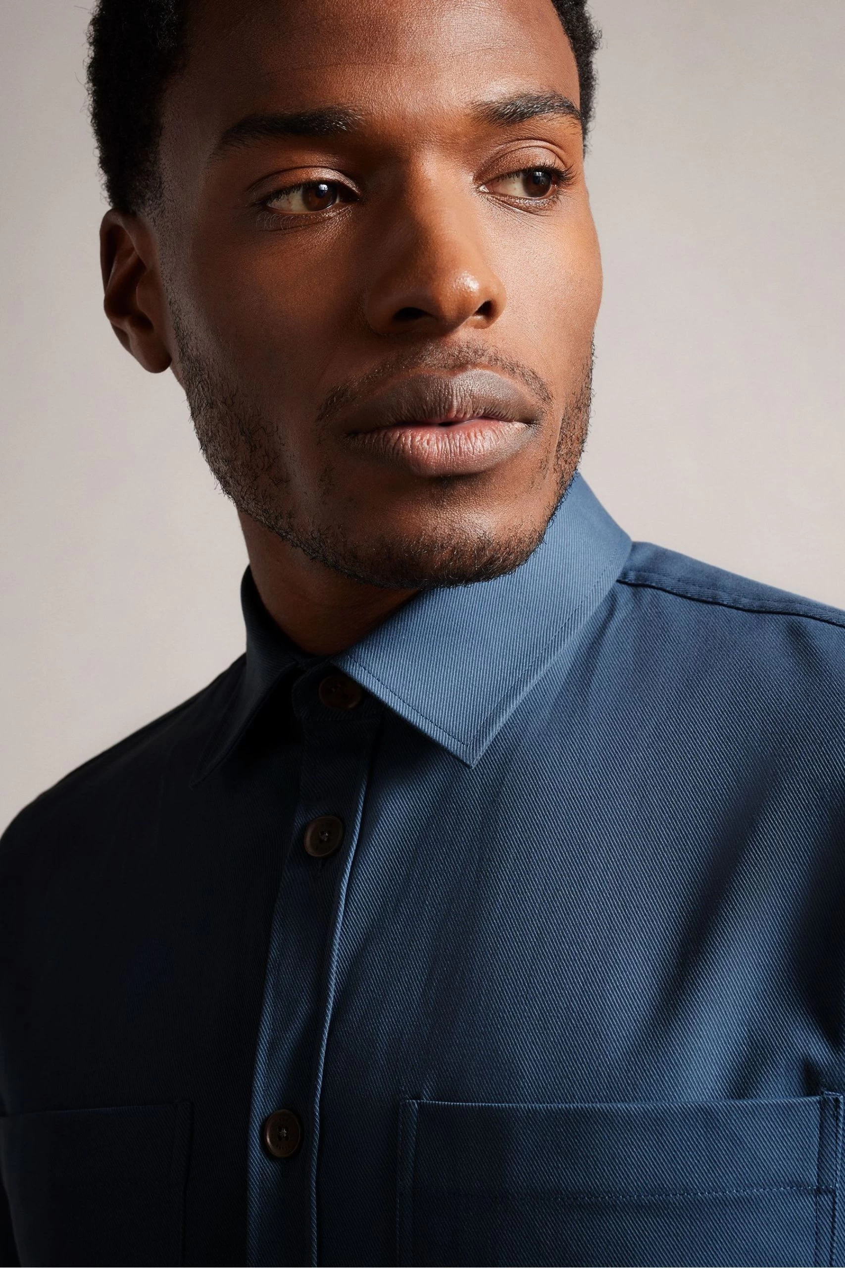 Ted Baker Hasting Blue Long Sleeved Twill Overshirt 6 Ted Baker Hasting Blue Long Sleeved Twill Overshirt - Image 4