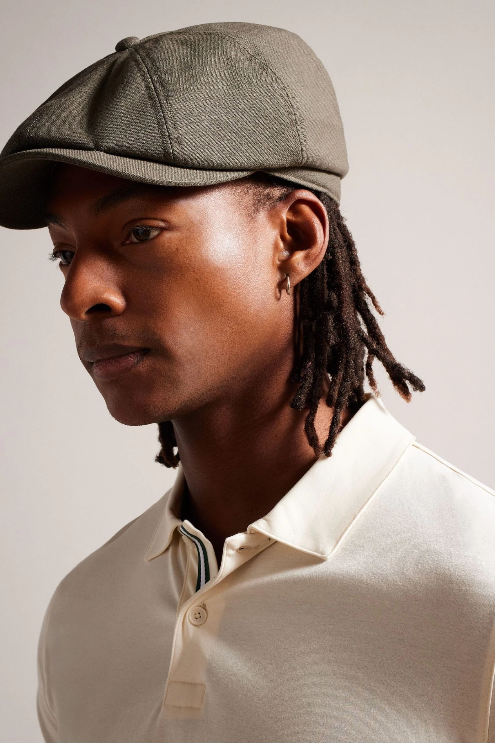 Ted Baker Green Fosster Linen Bakerboy Hat 5 Ted Baker Green Fosster Linen Bakerboy Hat - Image 3