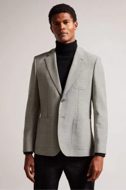 Ted Baker Grey Luccaj Slim Fit Wool Jacket