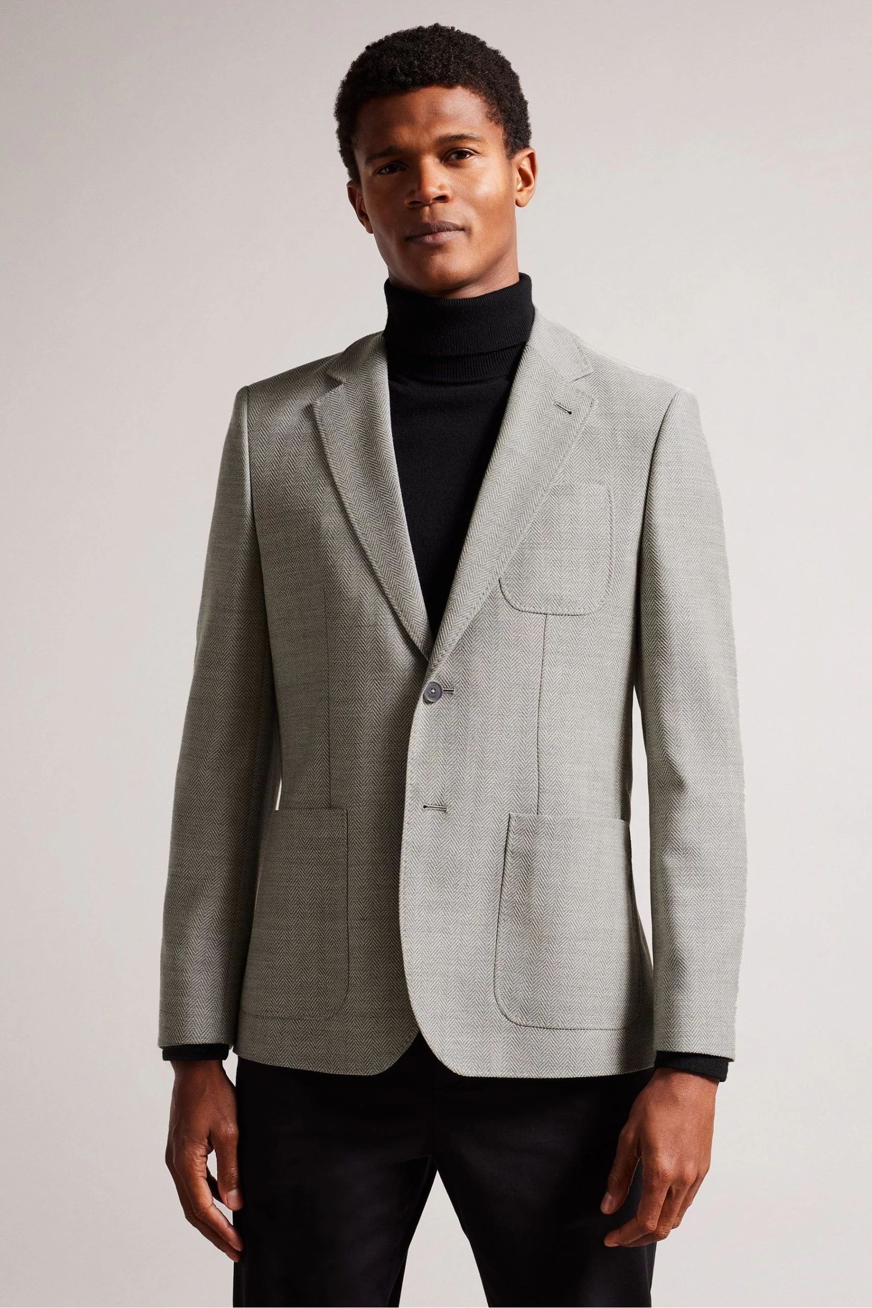 Ted Baker Grey Luccaj Slim Fit Wool Jacket 3 Ted Baker Grey Luccaj Slim Fit Wool Jacket
