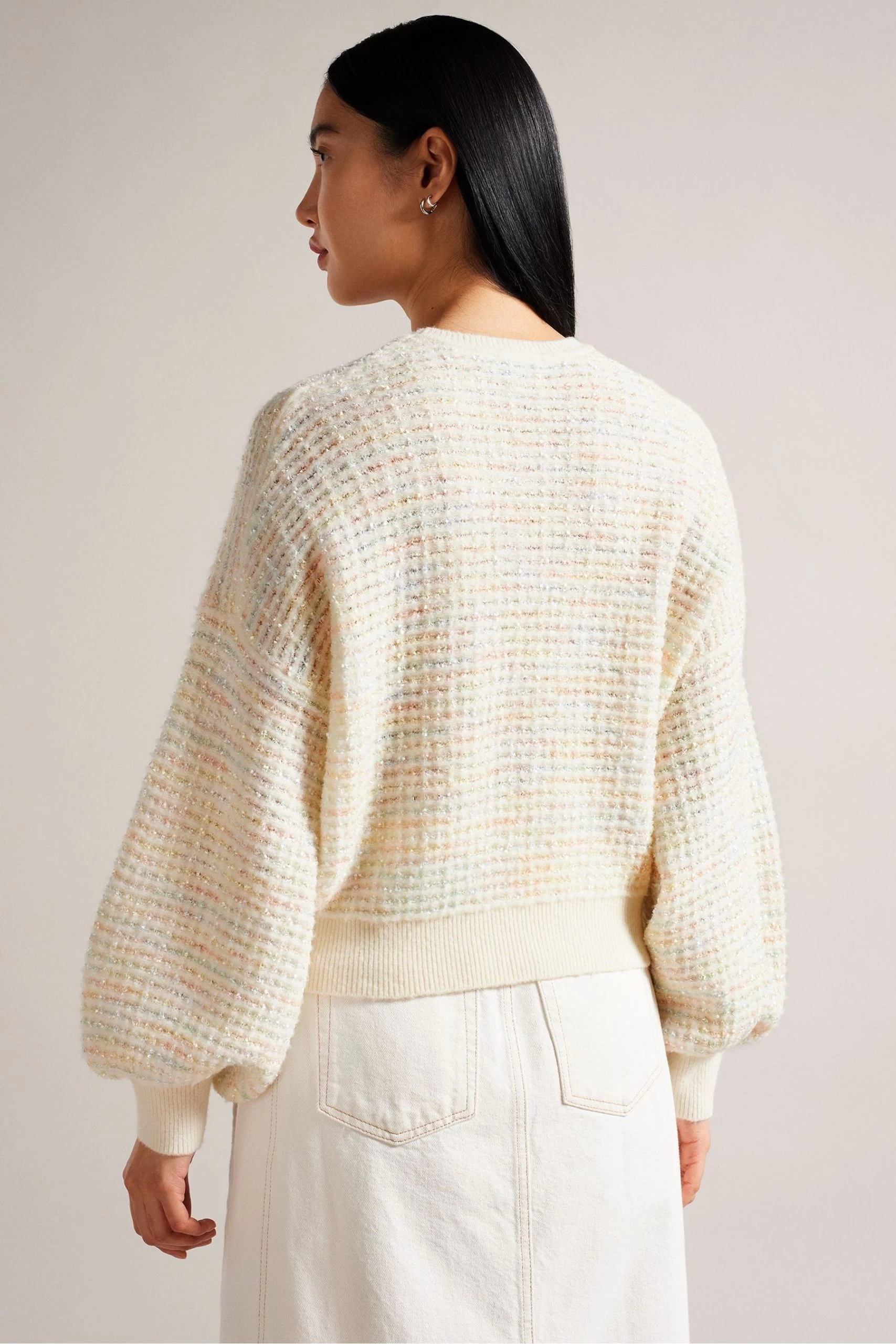 Ted Baker Natural Avalee Volume Sleeve Knit Top 3 Ted Baker Natural Avalee Volume Sleeve Knit Top - Image 2