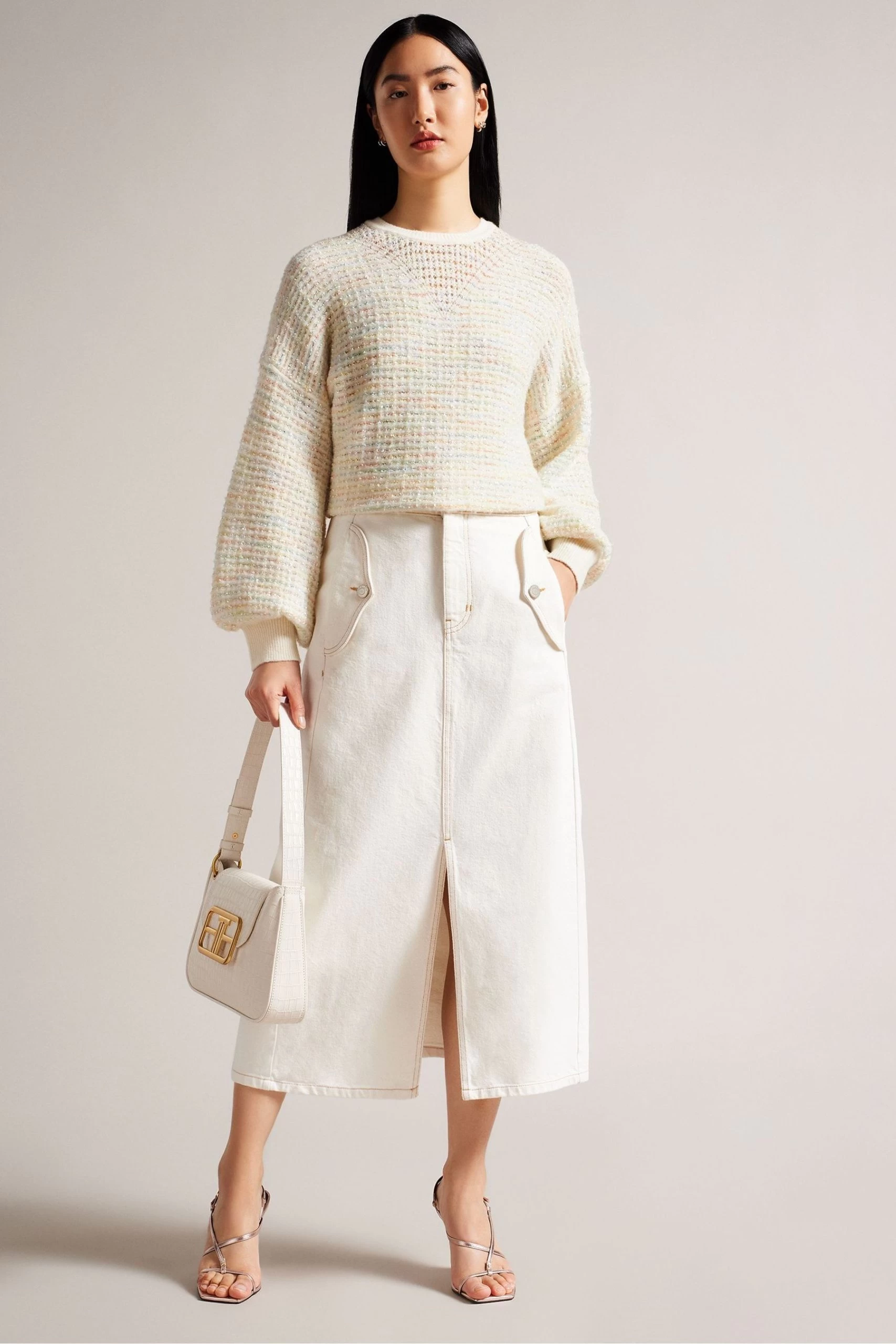 Ted Baker Natural Avalee Volume Sleeve Knit Top 4 Ted Baker Natural Avalee Volume Sleeve Knit Top - Image 3