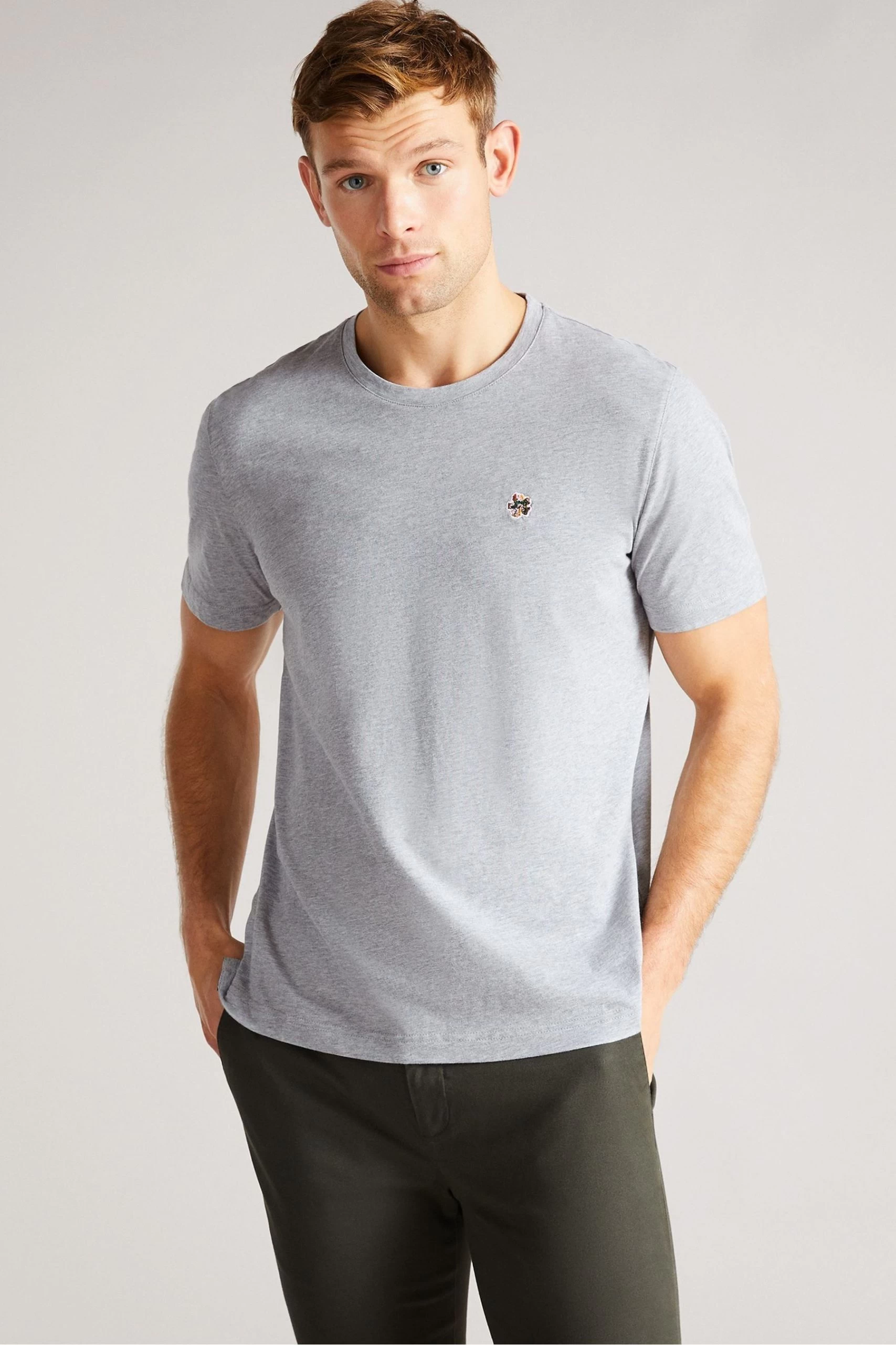 Ted Baker Grey Oxford Short Sleeve T-Shirt 4 Ted Baker Grey Oxford Short Sleeve T-Shirt - Image 2