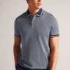 Ted Baker Blue Affric Short Sleeved Regular Geo Textured Polo Shirt 1 Ted Baker Blue Affric Short Sleeved Regular Geo Textured Polo Shirt -Ted Baker Shop M51563s