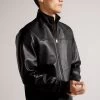 Ted Baker Leadon Black Leather Bomber Jacket 1 Ted Baker Leadon Black Leather Bomber Jacket -Ted Baker Shop M51601s