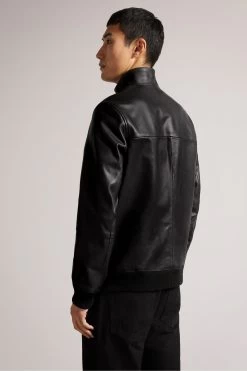Ted Baker Leadon Black Leather Bomber Jacket 8 Ted Baker Leadon Black Leather Bomber Jacket -Ted Baker Shop M51601s2