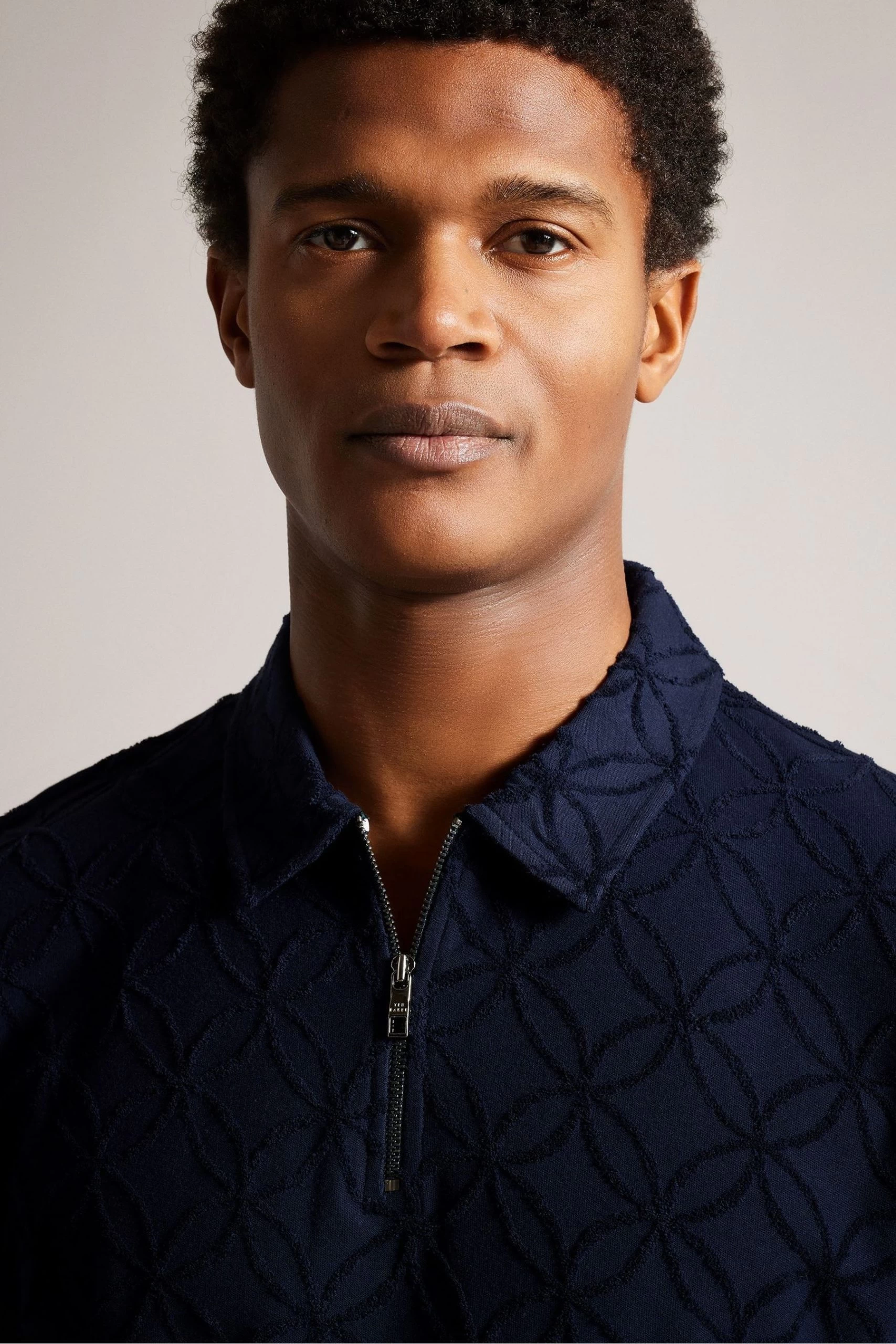 Ted Baker Blue Maroc Short Sleeved Regular Zip Jacquard Polo 5 Ted Baker Blue Maroc Short Sleeved Regular Zip Jacquard Polo - Image 3
