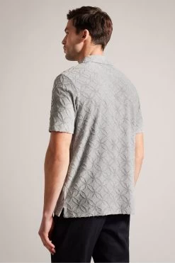 Ted Baker Grey Maroc Marl Short Sleeved Regular Zip Jacquard Polo 8 Ted Baker Grey Maroc Marl Short Sleeved Regular Zip Jacquard Polo -Ted Baker Shop M87873s2