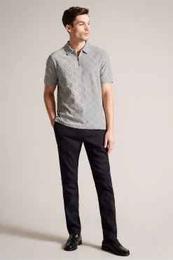 Ted Baker Grey Maroc Marl Short Sleeved Regular Zip Jacquard Polo 9 Ted Baker Grey Maroc Marl Short Sleeved Regular Zip Jacquard Polo -Ted Baker Shop M87873s3