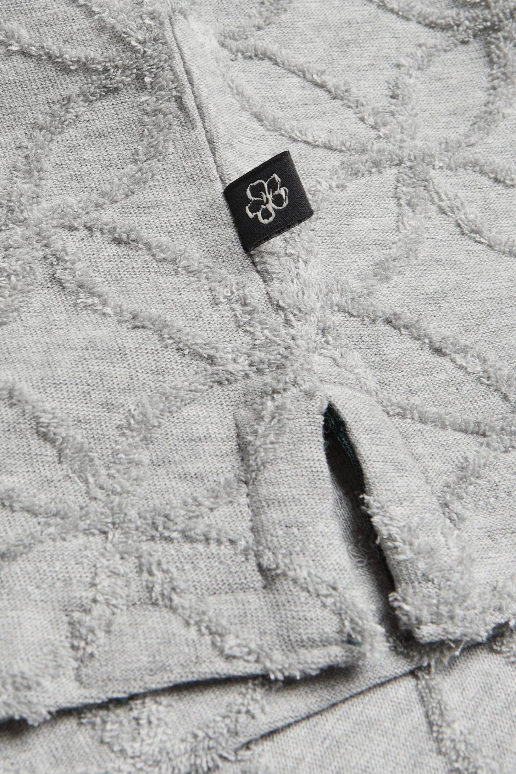 Ted Baker Grey Maroc Marl Short Sleeved Regular Zip Jacquard Polo 7 Ted Baker Grey Maroc Marl Short Sleeved Regular Zip Jacquard Polo - Image 5