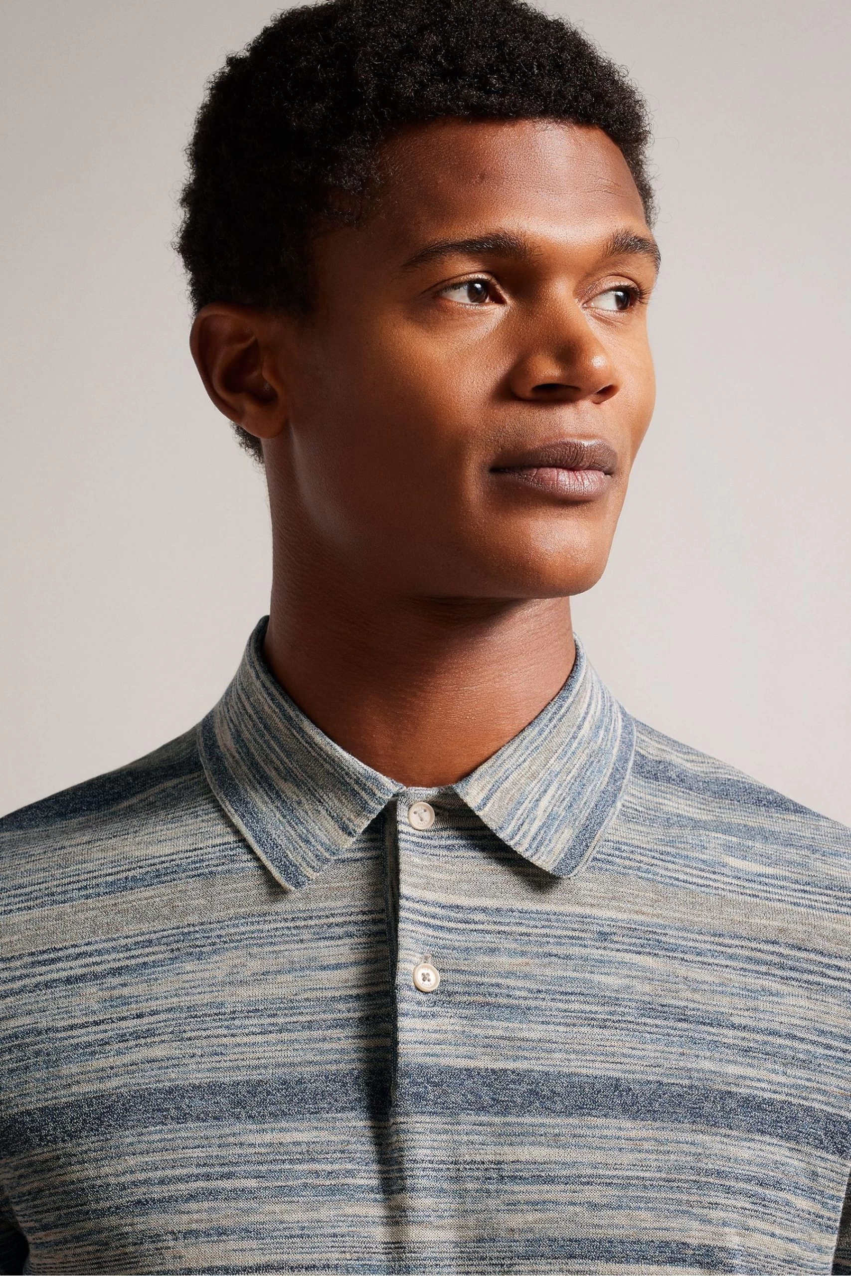 Ted Baker Natural Mauda Short Sleeved Ombre Knitted Polo 5 Ted Baker Natural Mauda Short Sleeved Ombre Knitted Polo - Image 3