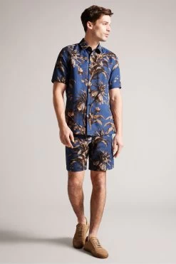 Ted Baker Blue Belmar Short Sleeve Linen Blend Floral Shirt 9 Ted Baker Blue Belmar Short Sleeve Linen Blend Floral Shirt -Ted Baker Shop M87883s3