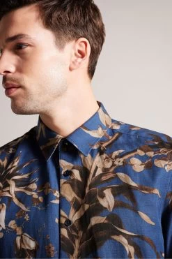 Ted Baker Blue Belmar Short Sleeve Linen Blend Floral Shirt 10 Ted Baker Blue Belmar Short Sleeve Linen Blend Floral Shirt -Ted Baker Shop M87883s4