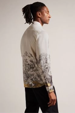 Ted Baker Natural Bushey Long Sleeved Botanical Border Shirt 8 Ted Baker Natural Bushey Long Sleeved Botanical Border Shirt -Ted Baker Shop M87884s2