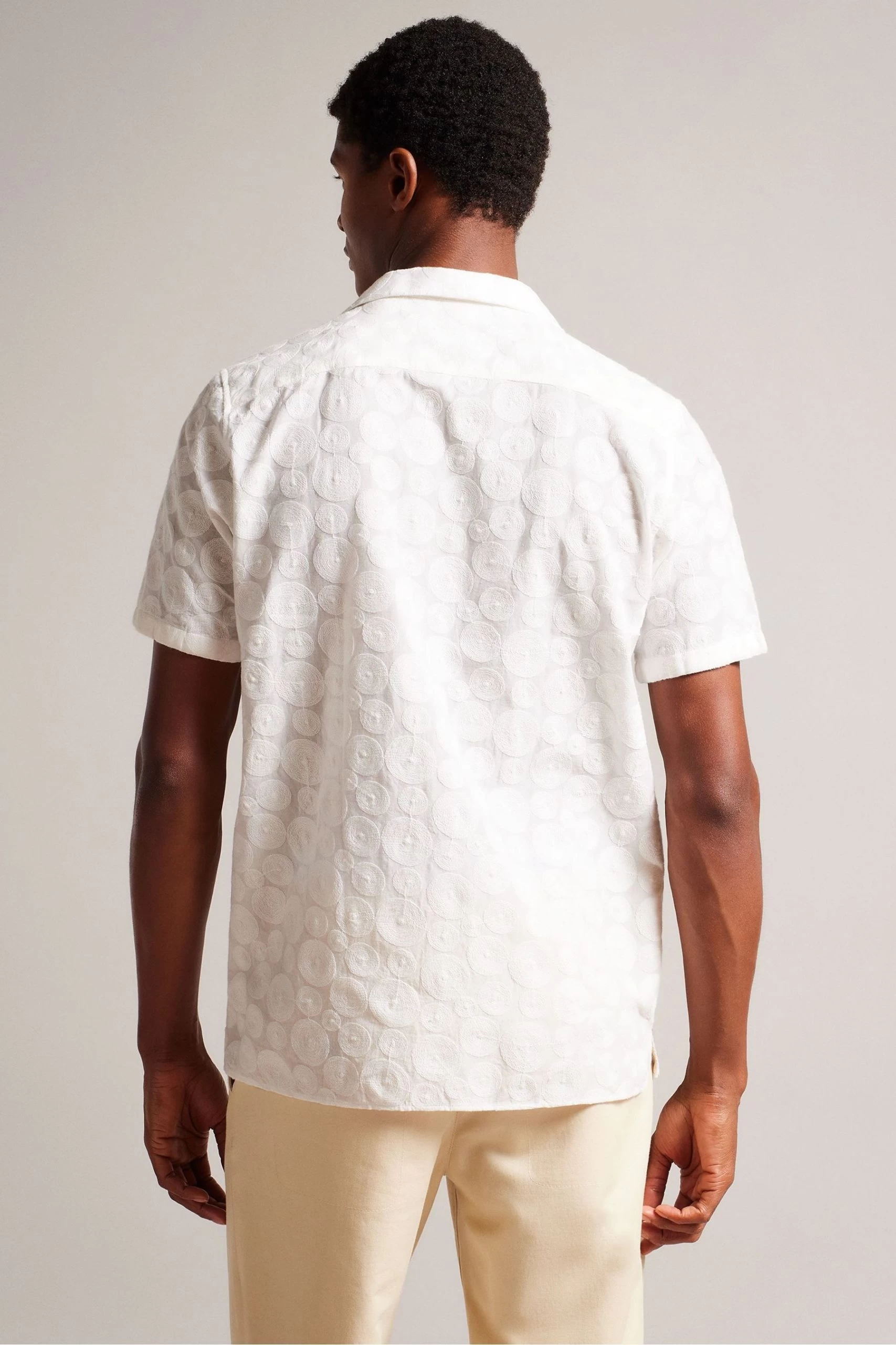 Ted Baker Allbury White Short Sleeve Embroidered Shirt 4 Ted Baker Allbury White Short Sleeve Embroidered Shirt - Image 2