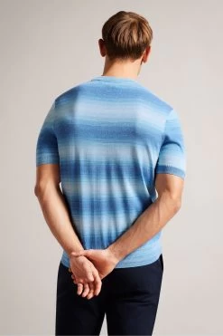 Ted Baker Blue Notte Short Sleeved Ombre Knitted T-Shirt -Ted Baker Shop M87890s2