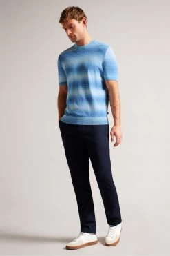 Ted Baker Blue Notte Short Sleeved Ombre Knitted T-Shirt -Ted Baker Shop M87890s3