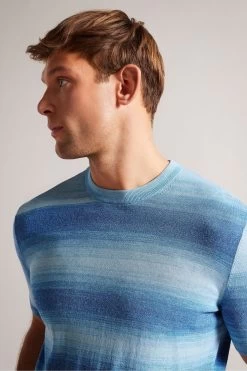 Ted Baker Blue Notte Short Sleeved Ombre Knitted T-Shirt -Ted Baker Shop M87890s4