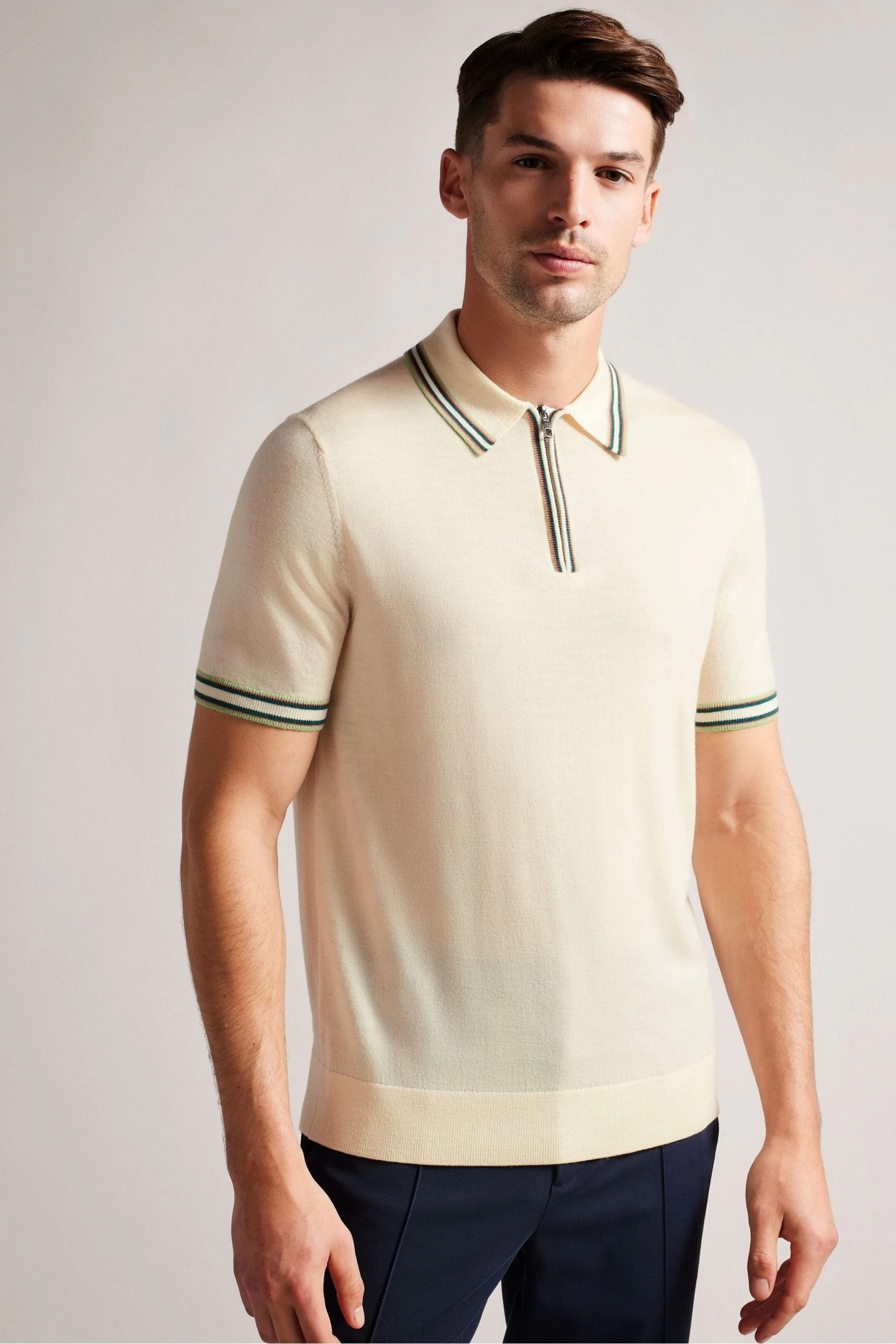 Ted Baker Pierrot Cream Short Sleeved Regular Polo 3 Ted Baker Pierrot Cream Short Sleeved Regular Polo