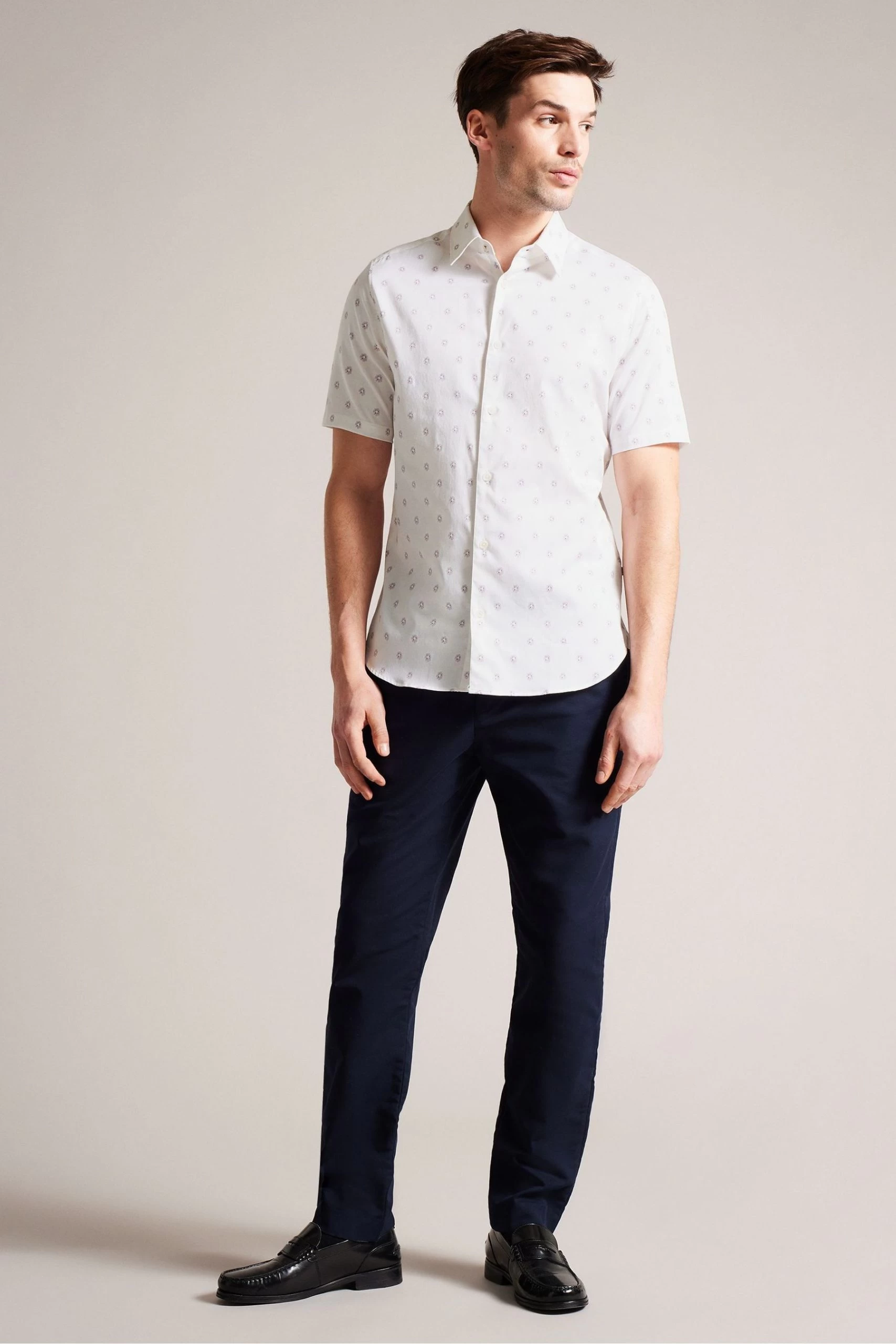 Ted Baker Kymsho White Short Sleeve Ditsy Floral Shirt 5 Ted Baker Kymsho White Short Sleeve Ditsy Floral Shirt - Image 3