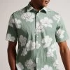 Ted Baker Green Coving Short Sleeve Seersucker Floral Print Shirt 2 Ted Baker Green Coving Short Sleeve Seersucker Floral Print Shirt -Ted Baker Shop M87901s