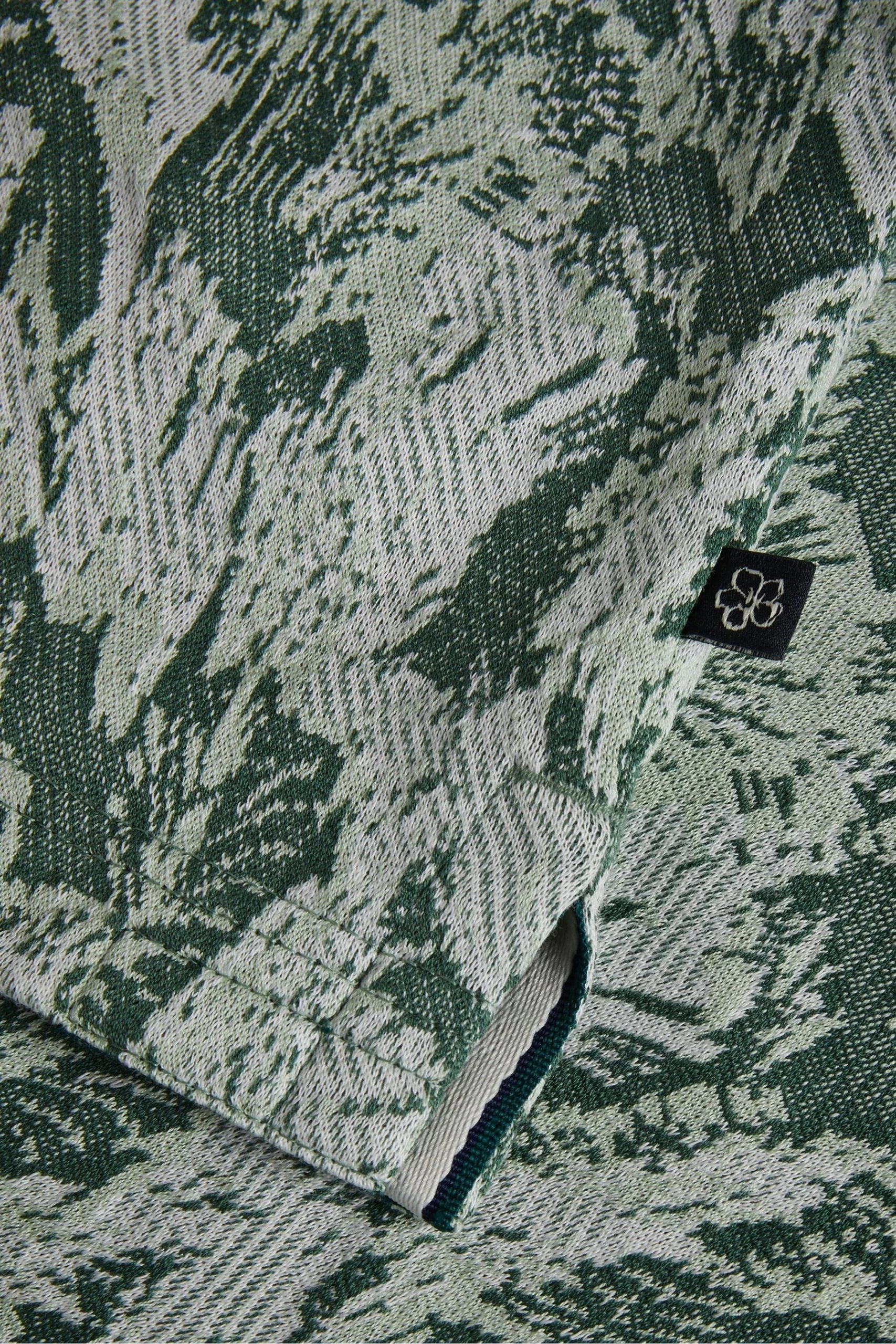 Ted Baker Green Plasta Short Sleeved Regular Fit Floral Polo Shirt 5 Ted Baker Green Plasta Short Sleeved Regular Fit Floral Polo Shirt - Image 3
